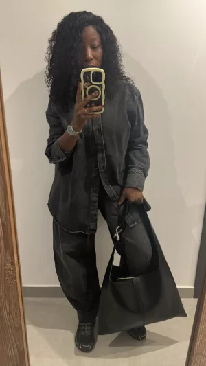 Total look denim gris outfit