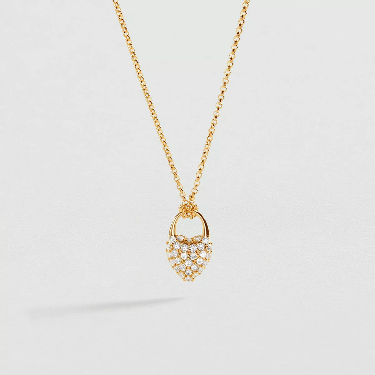 Collier mi-long Victoire cœur pavé Agatha doré