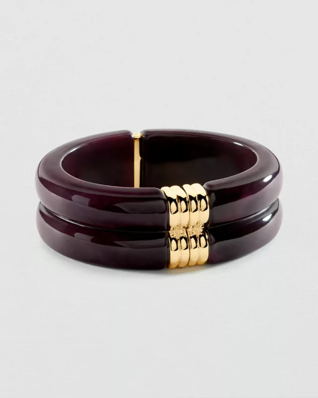 Manchette Palais Royal Agatha dorée et acétate aubergine