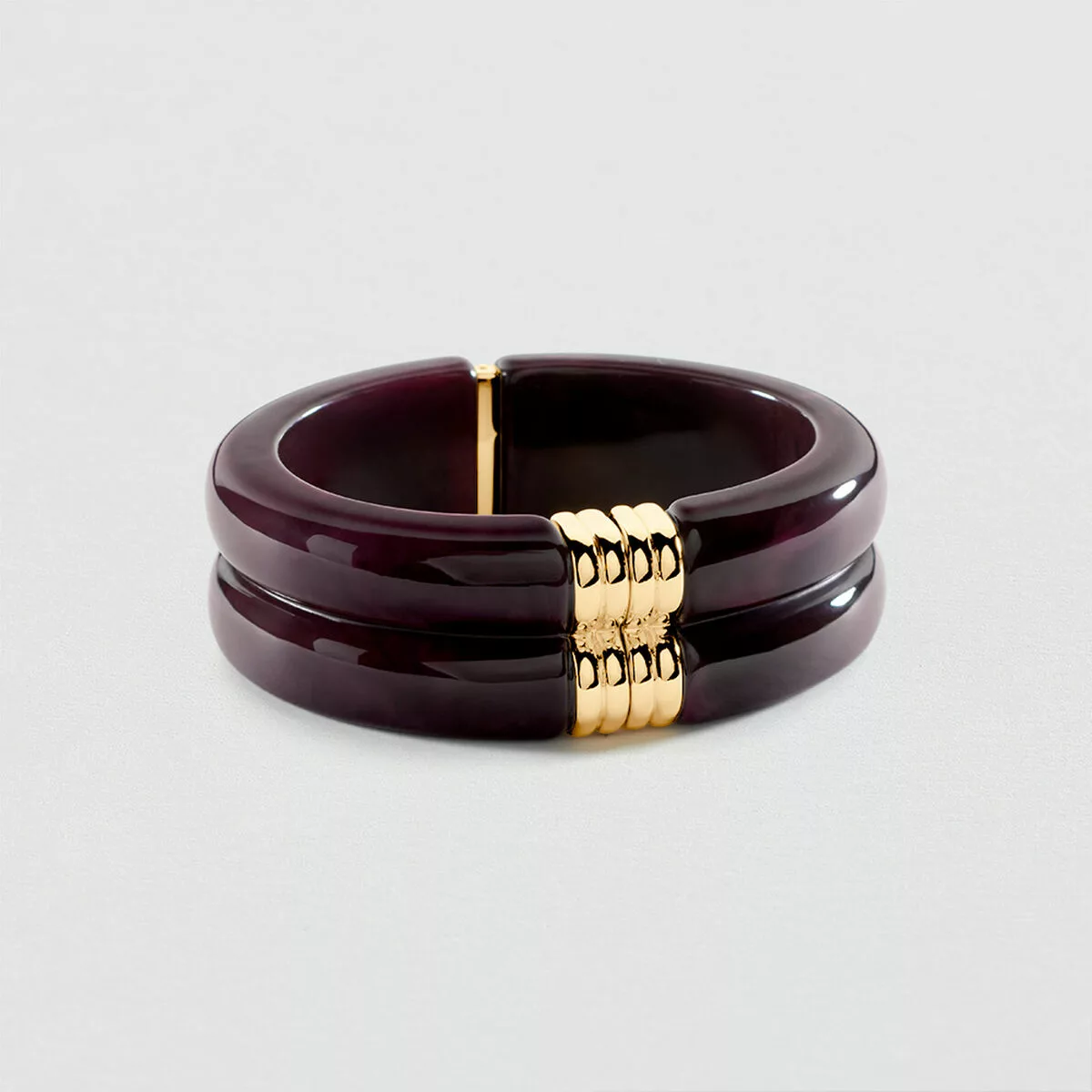 Manchette Palais Royal Agatha dorée et acétate aubergine