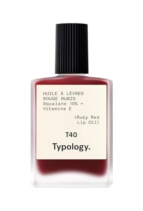 Typology huile à lèvres teintée rouge rubis