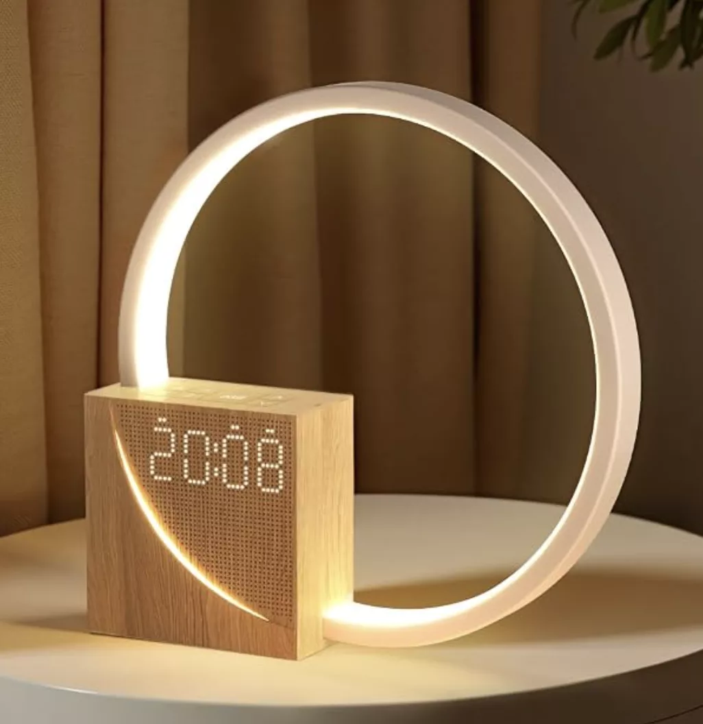 Réveil simulateur d’aube lumineux en bois clair