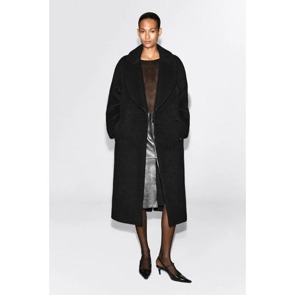 Manteau long en laine brossée COS