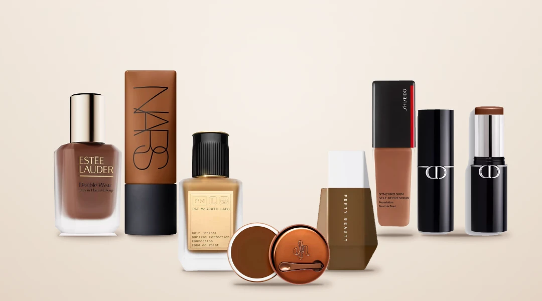 Sélection des meilleurs fonds de teint pour peau noire : Danessa Myricks, Nars, Pat McGrath Labs, Fenty Beauty, Shiseido, Dior et Estée Lauder