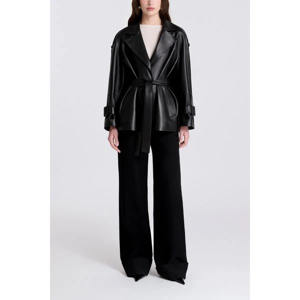 Trench court en cuir Nera Nour Hammour