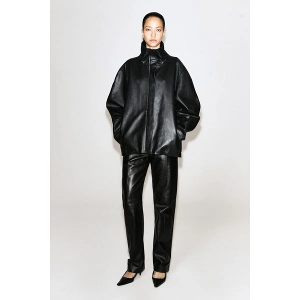Veste en cuir à col cheminée COS