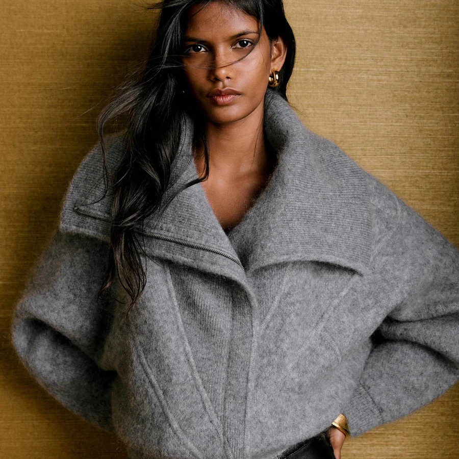 Veste Isaac en kid mohair gris chiné Sézane